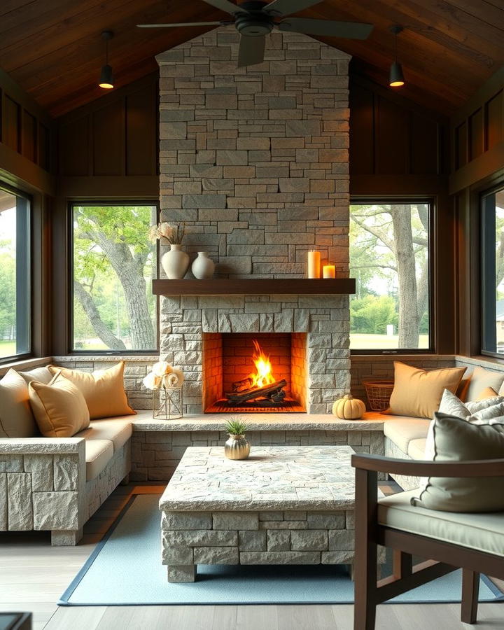 Fireplace with Built In Seating 2 - 25 Screened-in Porch With Fireplace Ideas