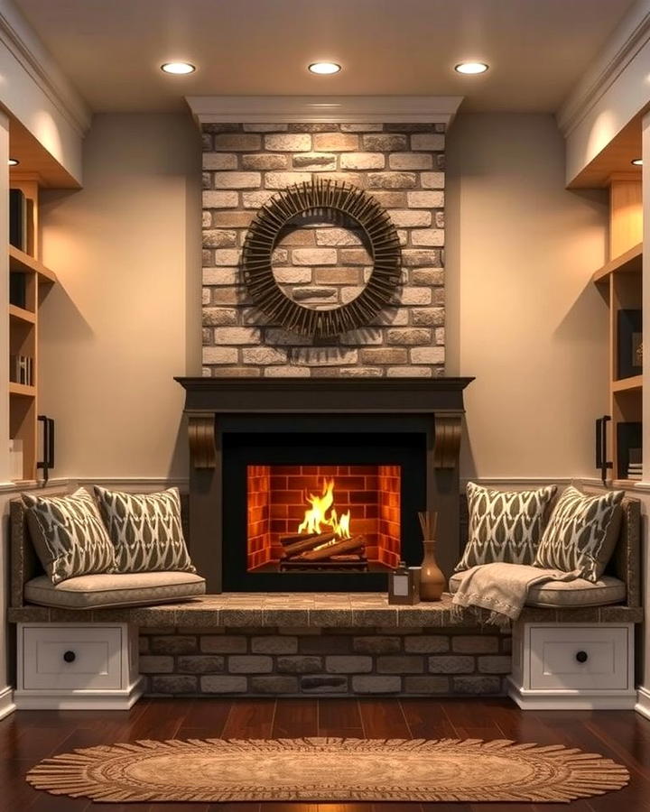 Fireplace with Built In Seating - 25 Off-center Fireplace Ideas