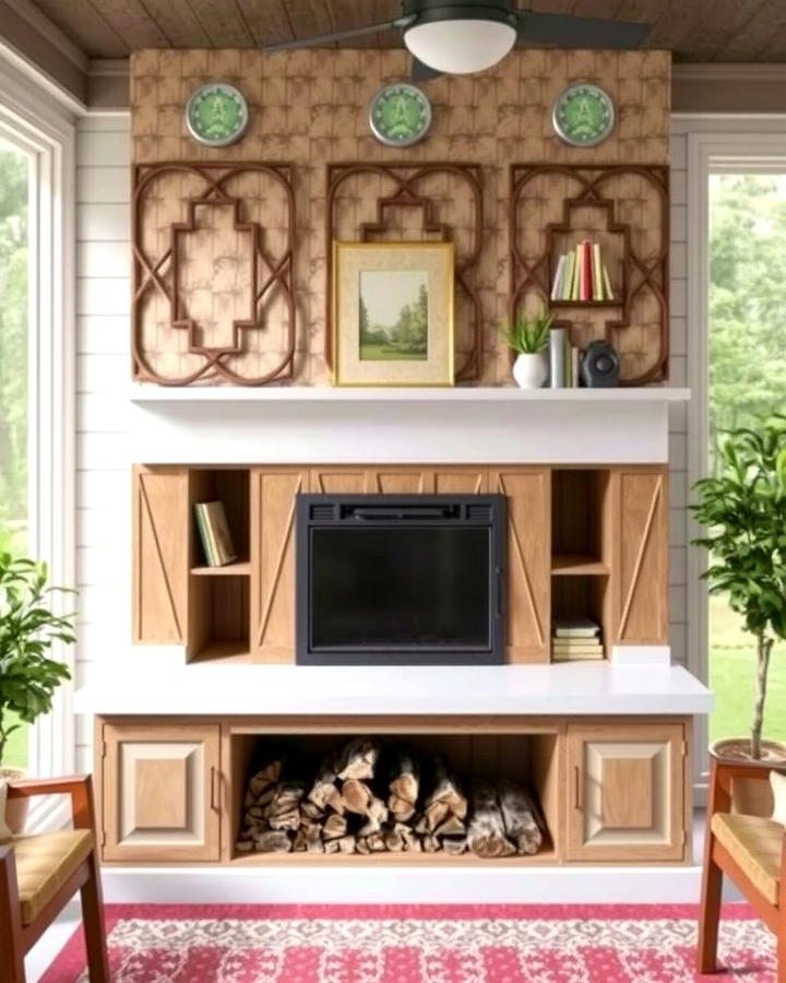 Fireplace with Built In Storage - 25 Screened-in Porch With Fireplace Ideas