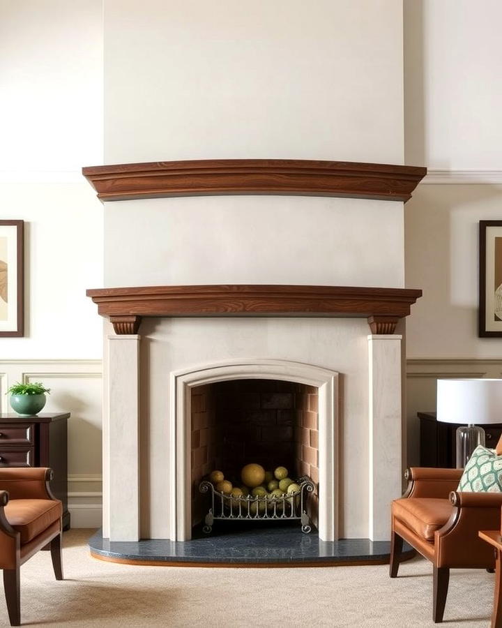 Fireplace with Curved Mantel - 25 Spanish Style Fireplace Ideas