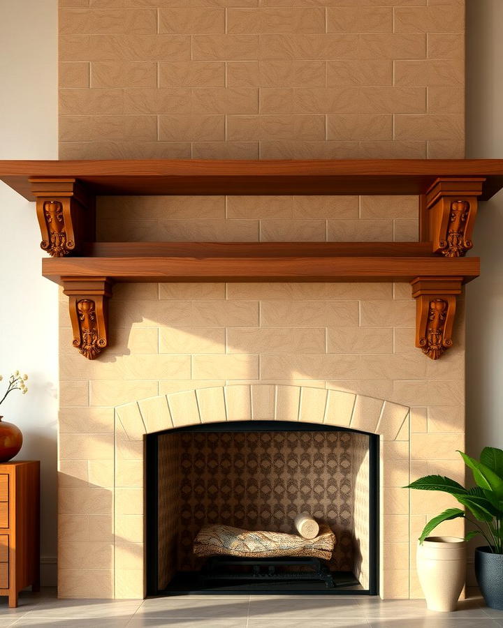 Fireplace with Decorative Corbels - 25 Spanish Style Fireplace Ideas