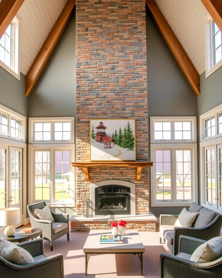 Fireplace with Floor to Ceiling Surround - 25 Sunroom With Fireplace Ideas