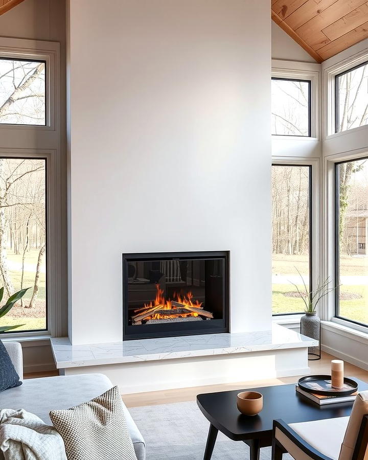 Fireplace with Glass Doors - 25 Sunroom With Fireplace Ideas