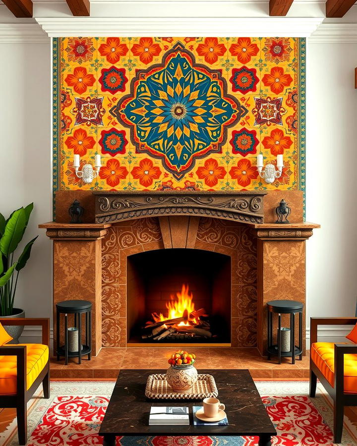 Fireplace with Spanish Tiles - 25 Spanish Modern Interior Design Ideas