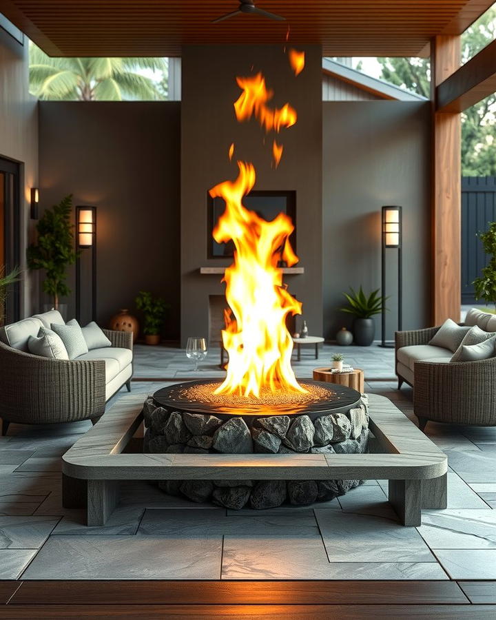 Fireplace with Water Feature - 25 Porch Fireplace Ideas