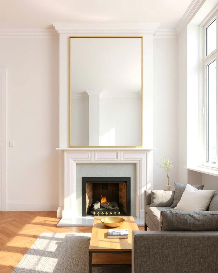 Fireplace with a Mirror Above for Depth - 25 Small Living Room Fireplace Ideas