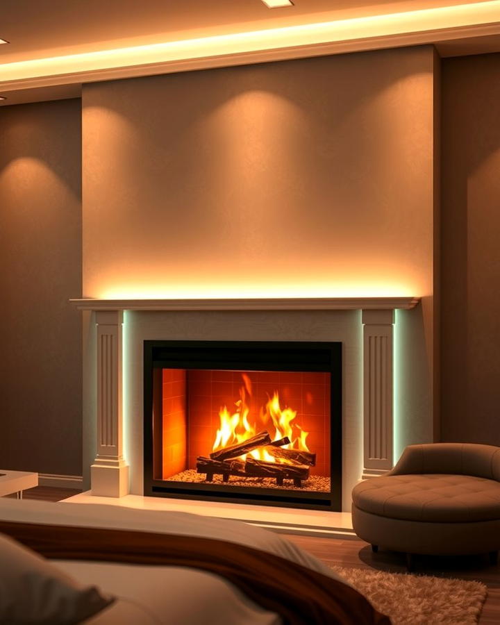 Fireplaces with Ambient Lighting Features - 30 Bedroom Fireplace Ideas