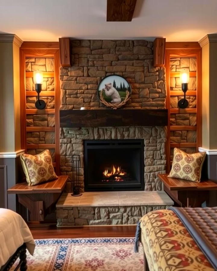 Fireplaces with Built In Benches - 30 Bedroom Fireplace Ideas