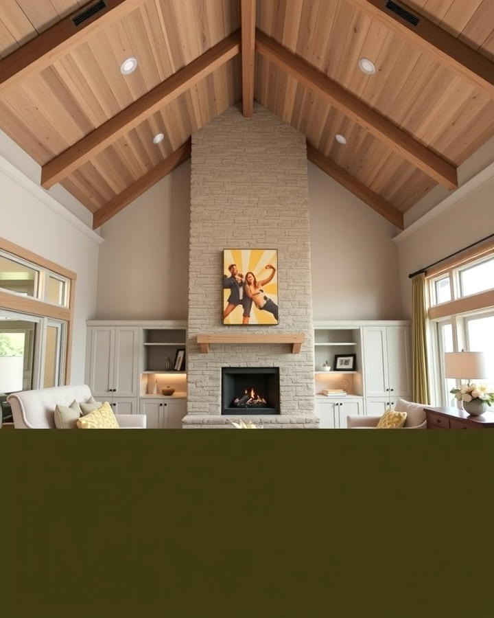 Fireplaces with Built In Seating Areas - 25 Rooms With Fireplaces With Vaulted Ceilings Features