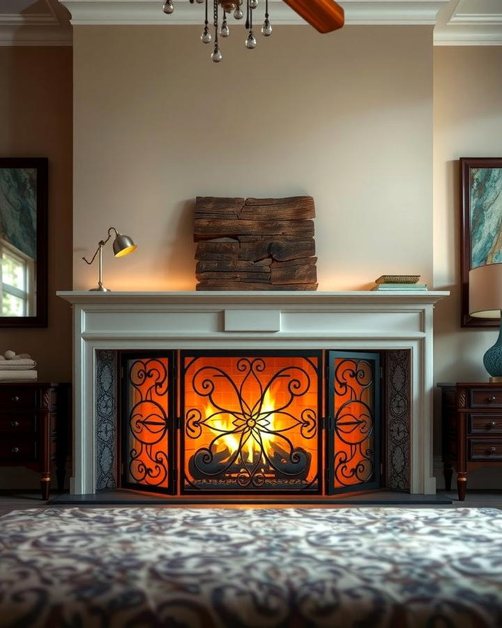 Fireplaces with Decorative Screens - 30 Bedroom Fireplace Ideas