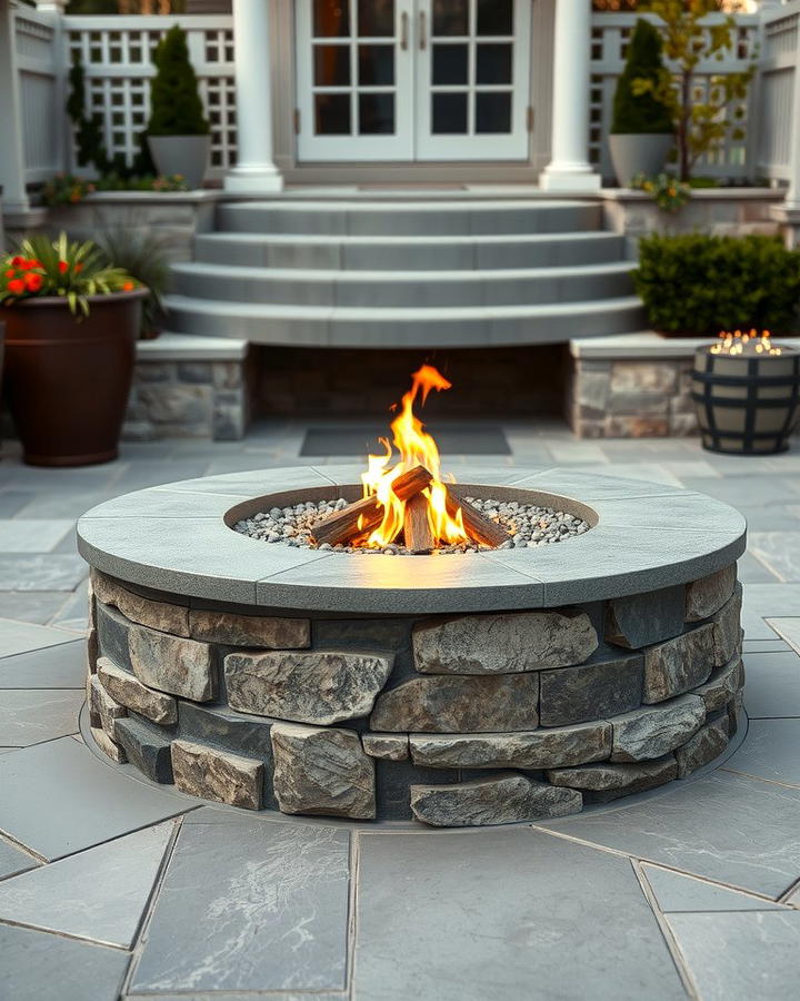 Flagstone Fire Pit for a Sleek Finish - 25 Rock Fire Pit Ideas