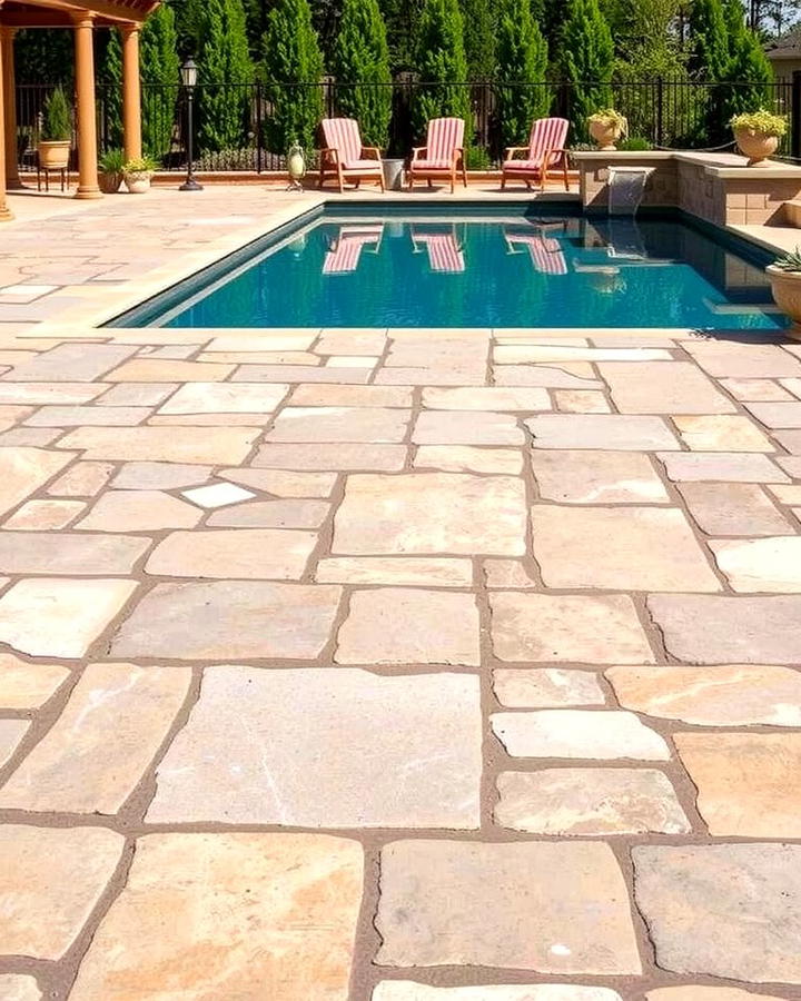 Flagstone Stamped Concrete - 25 Stamped Concrete Pool Deck Ideas