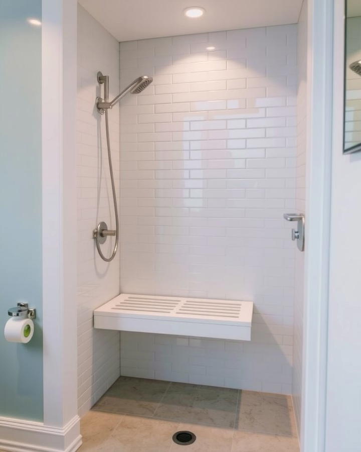 Floating Benches for Comfort - 25 Small Bathroom Walk-in Shower Ideas