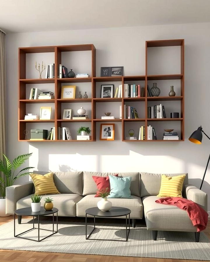 Floating Box Shelves for a Modern Twist - 30 Living Room Shelf Ideas