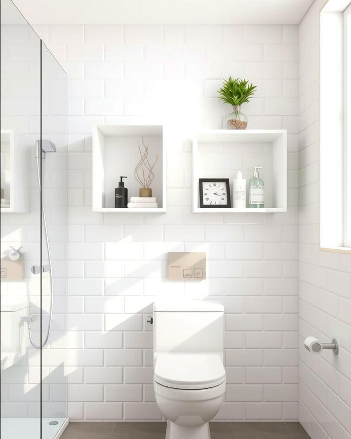 Floating Box Shelves - 25 Over Toilet Storage Ideas