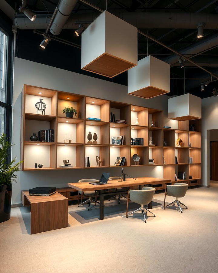 Floating Cubes for a Modern Twist - 25 Office Shelving Ideas