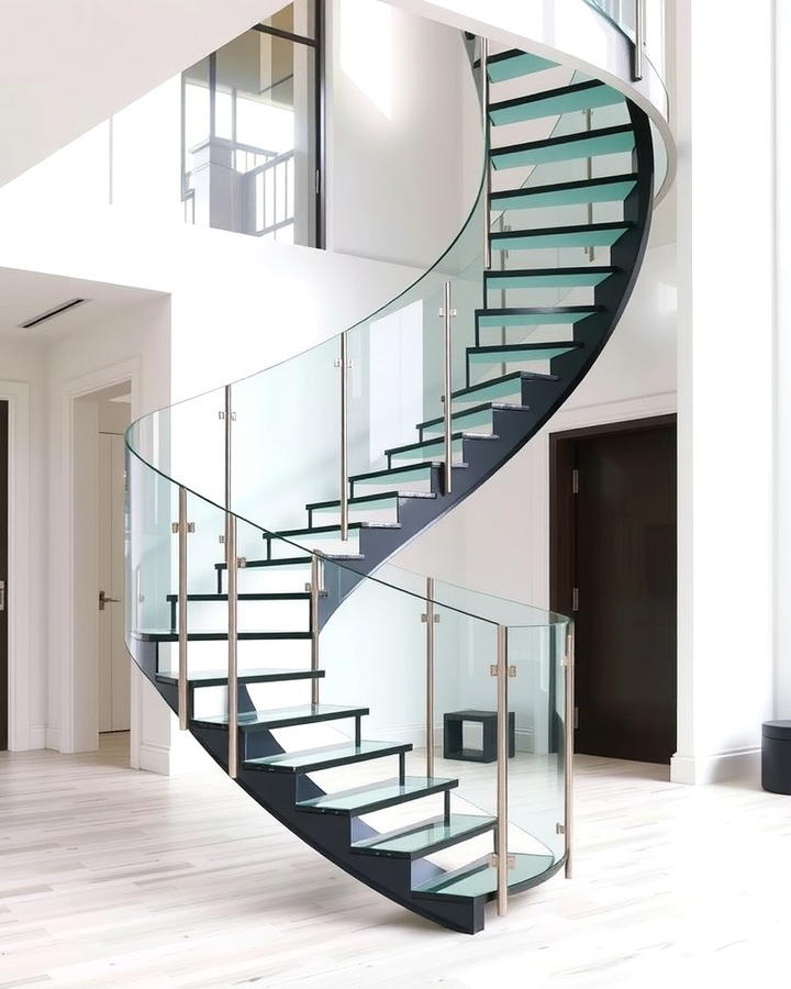 Floating Curved Stairs for a Modern Look - 30 Curved Staircase Ideas