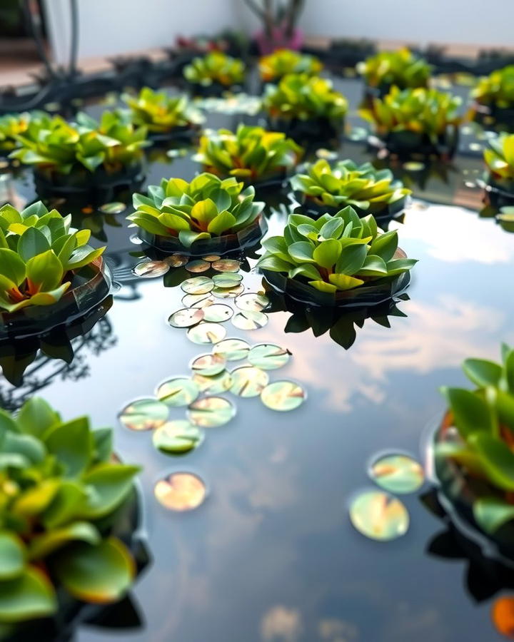 Floating Plant Islands for Visual Interest - 25 Pond Landscaping Ideas