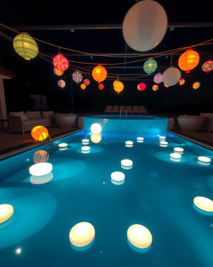 Floating Pool Lights - 25 Pool Decor Ideas