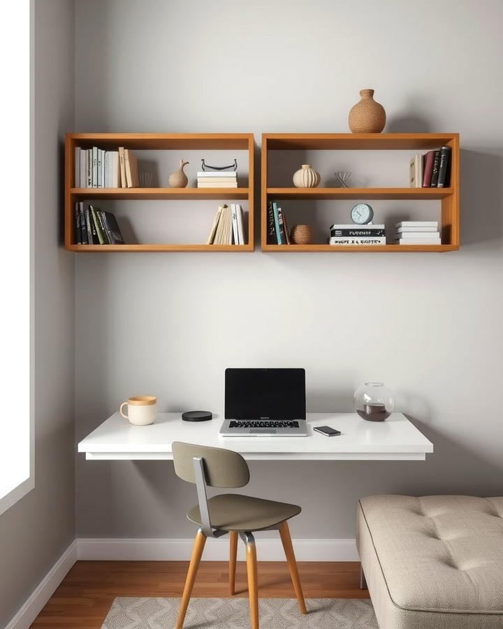 Floating Shelves for Added Storage - 25 Office Guest Room Ideas