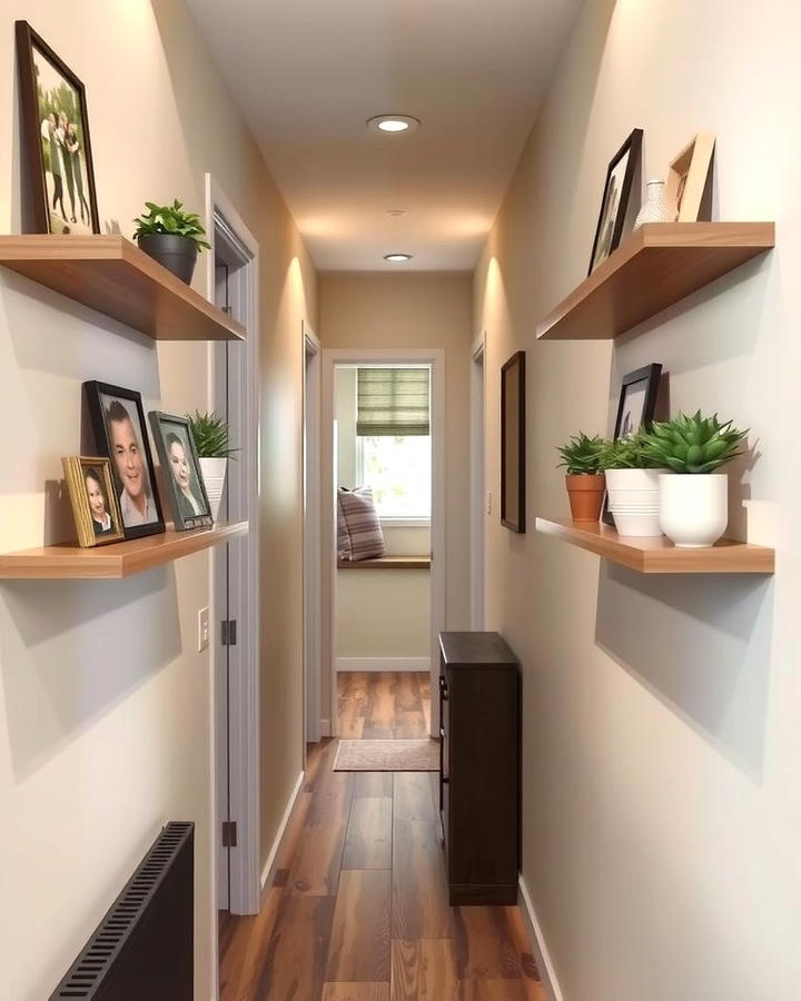 Floating Shelves for Display - 25 Narrow Hallway Ideas