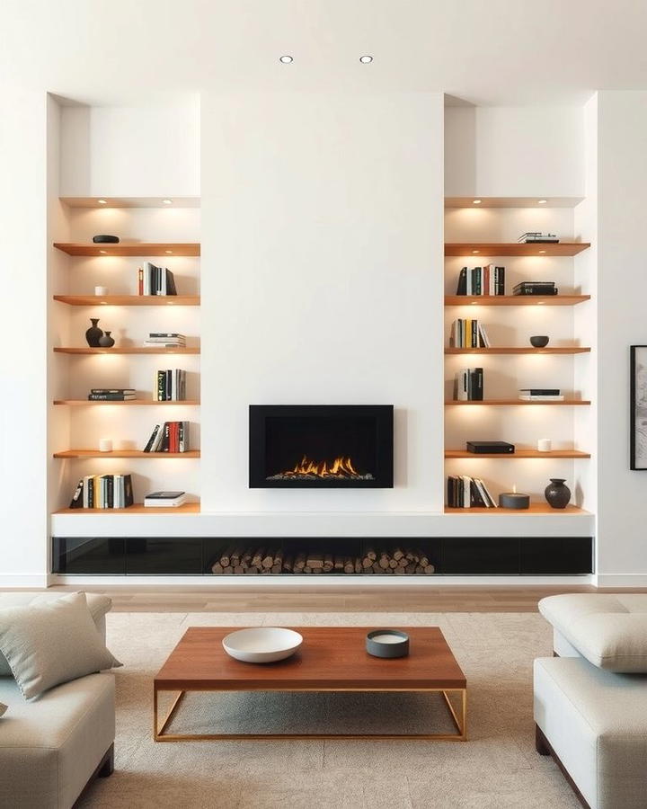 Floating Shelves for a Minimalist Look - 30 Fireplace With Bookshelves