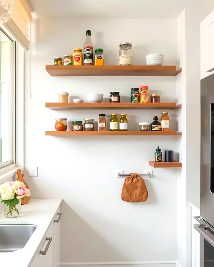 Floating Shelves for a Modern Touch - 25 Open Pantry Ideas