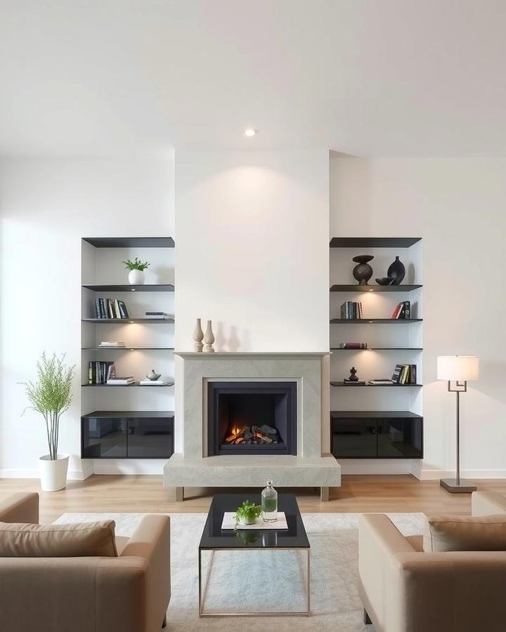 Floating Shelves for a Sleek Look - 30 Fireplace With Bookshelves