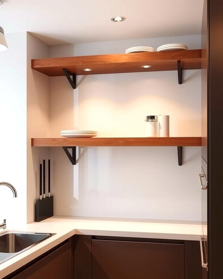 Floating Shelves with Hidden Brackets - 25 Open Shelving Kitchen Ideas