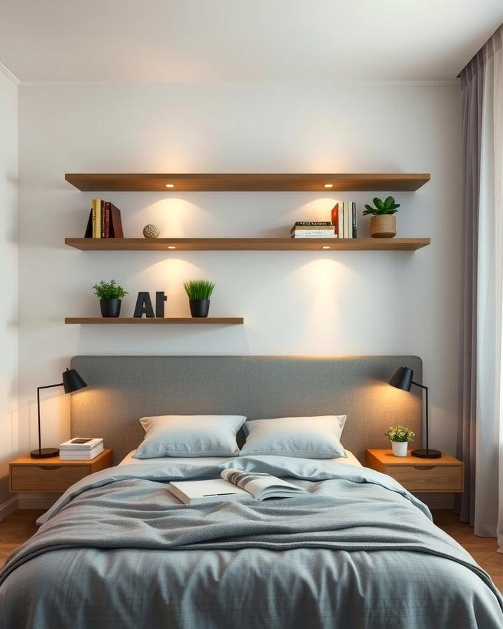 Floating Shelves - 25 No Headboard Ideas