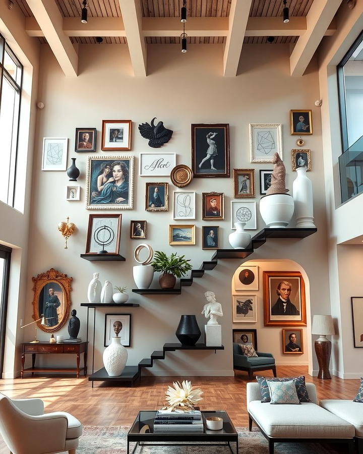 Floating Staircase Art Installations - 30 High Ceiling Tall Wall Decor Ideas