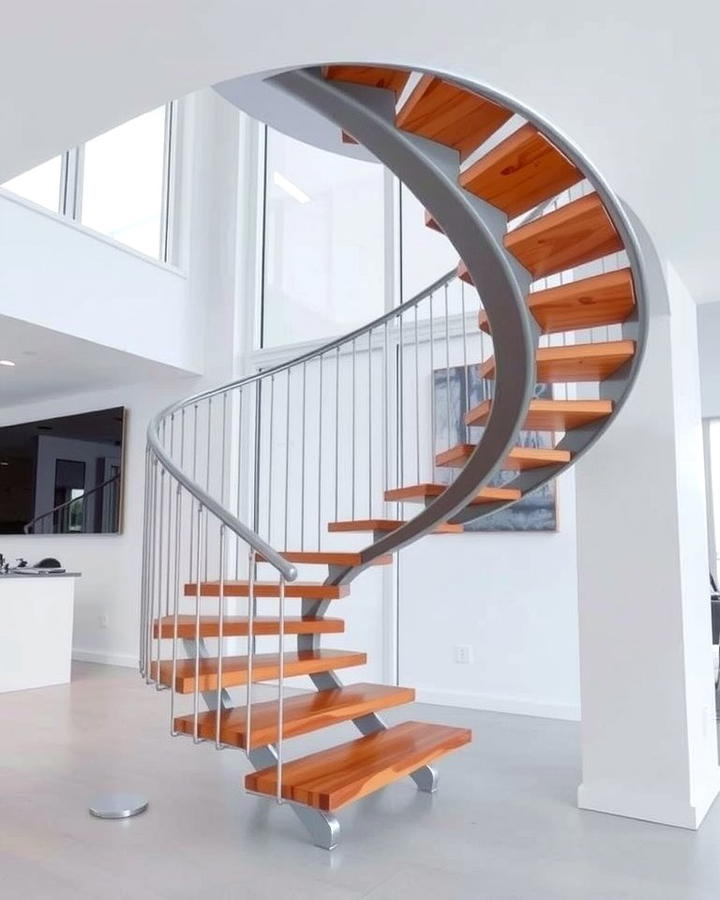 Floating Stairs Illusion - 30 Curved Staircase Ideas