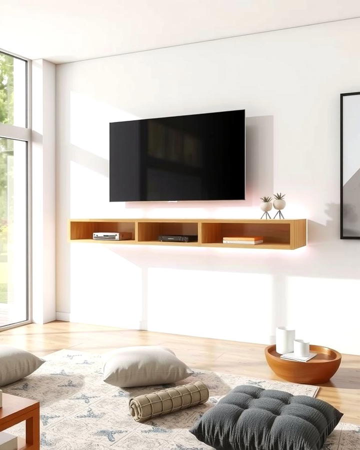 Floating TV Console for a Minimalist Look - 25 Small Living Room Ideas With Tv