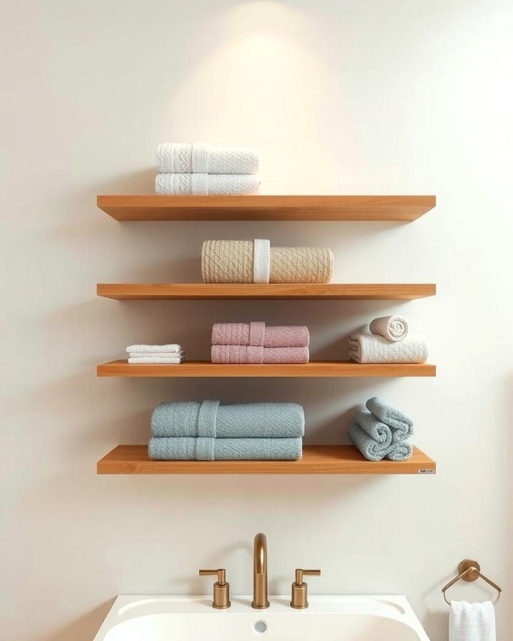 Floating Towel Shelves - 25 Towel Display Ideas