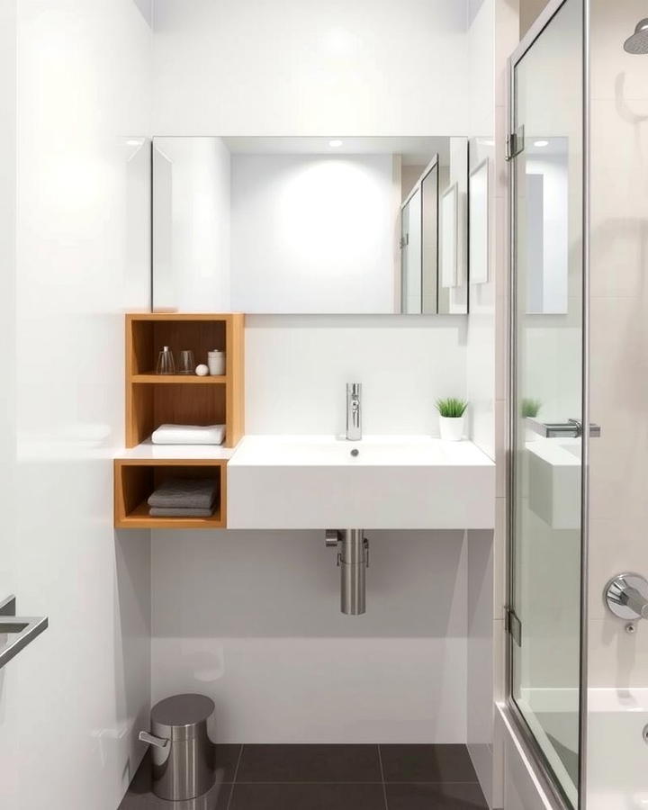 Floating Vanity for Space Efficiency - 25 Small Powder Room Ideas