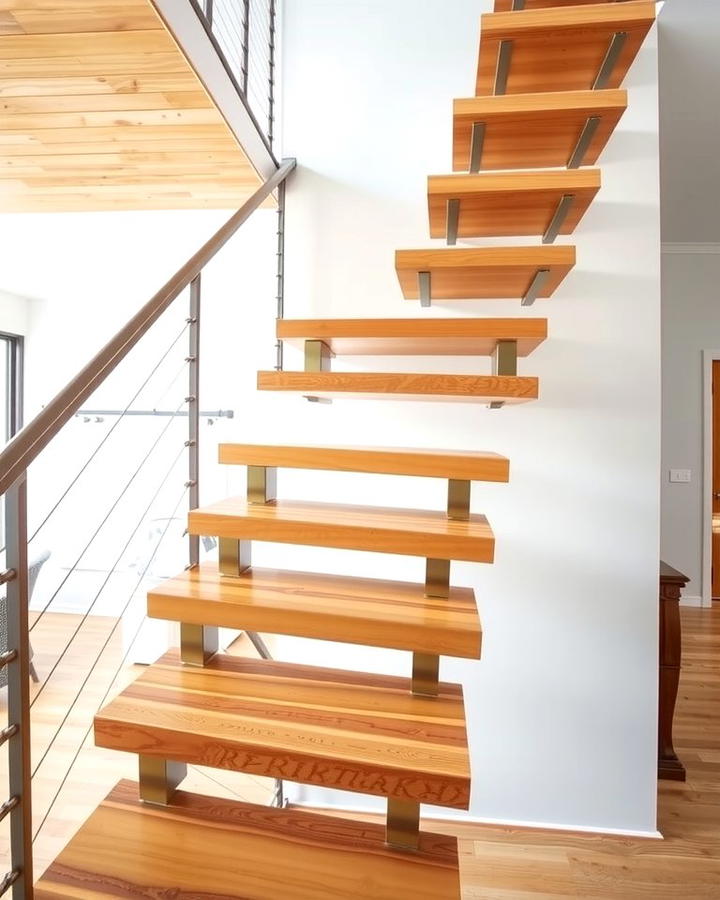 Floating Wooden Steps - 30 Open Staircase Ideas