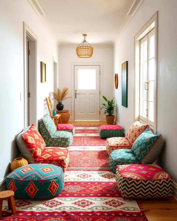 Floor Cushions and Poufs - 30 Boho Hallway Ideas