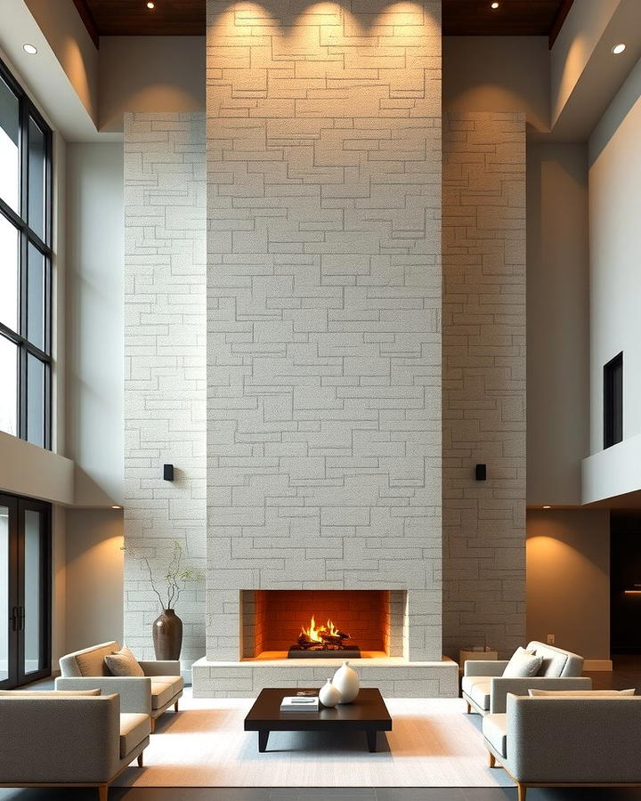 Floor to Ceiling Fireplace for Drama - 25 Off-center Fireplace Ideas