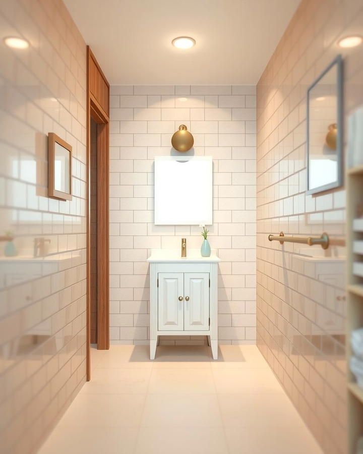 Floor to Ceiling Tiles - 25 Small Powder Room Ideas