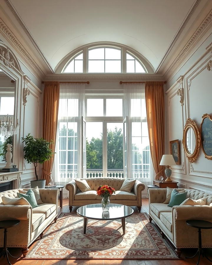 Floor to Ceiling Windows - 25 Parisian-style Living Room Ideas