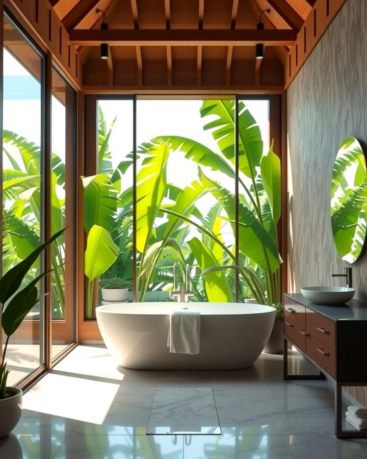 Floor to Ceiling Windows for Natural Light - 25 Tropical Bathroom Ideas