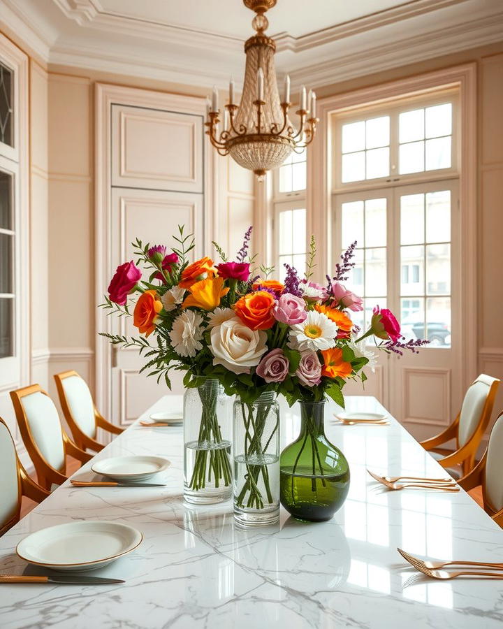 Floral Centerpieces - 25 Parisian Dining Room Ideas