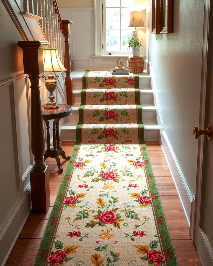 Floral Motifs for a Touch of Elegance - 25 Stair Runner Ideas