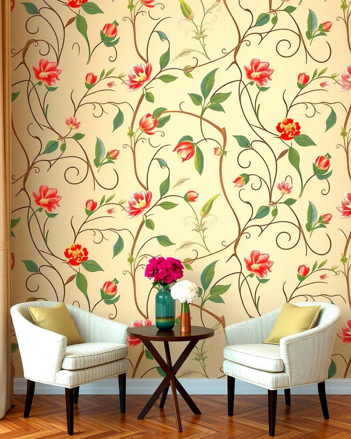 Floral Patterned Wallpaper - 30 Art Nouveau Interior Design Ideas