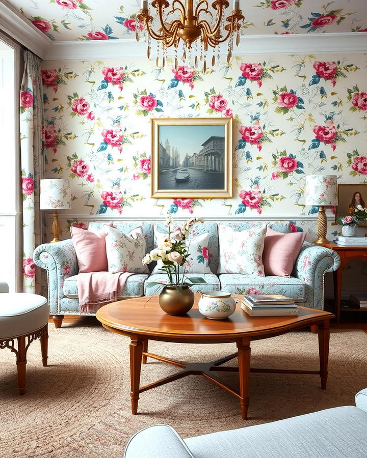 Floral Patterns and Prints - 25 Pink and Blue Living Room Ideas