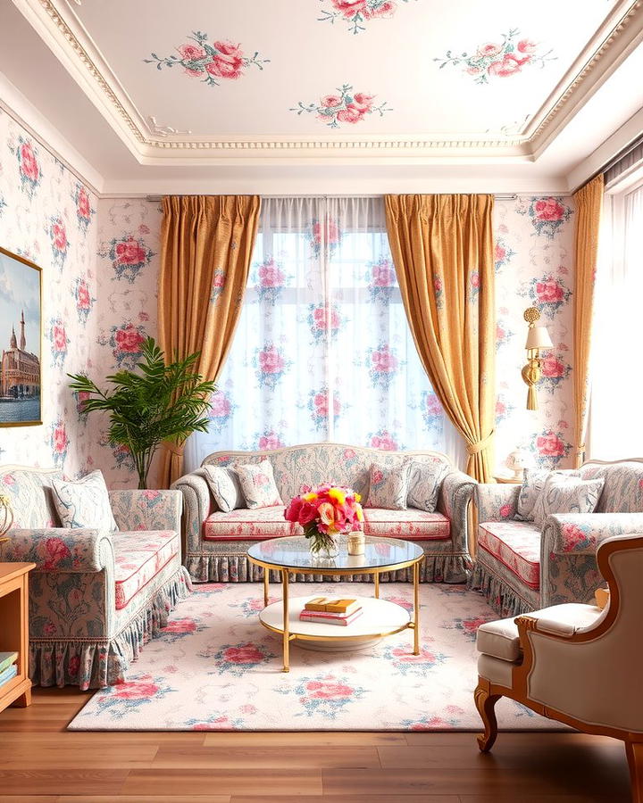 Floral Patterns for a Feminine Touch - 25 Pink and Blue Living Room Ideas