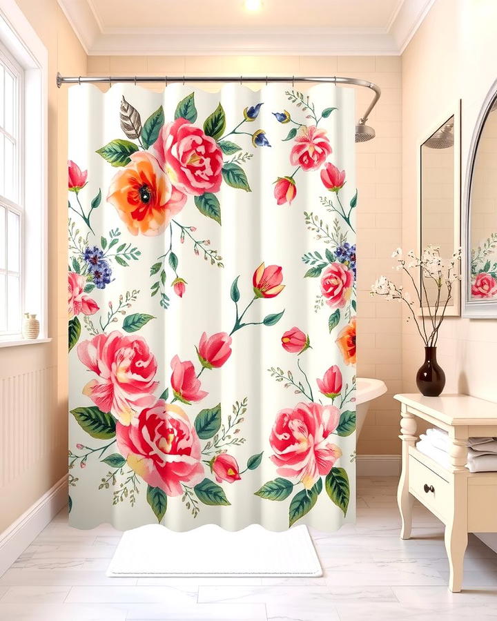 Floral Print for a Touch of Elegance - 25 Shower Curtain Ideas