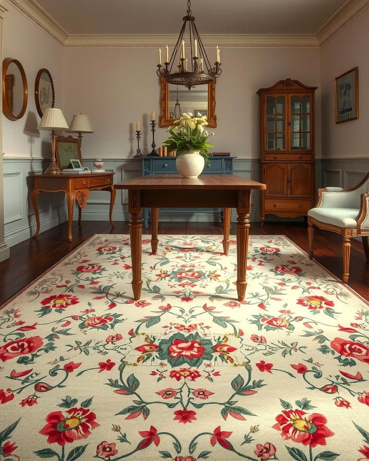 Floral Rugs for a Touch of Romance - 30 Dining Room Rug Ideas