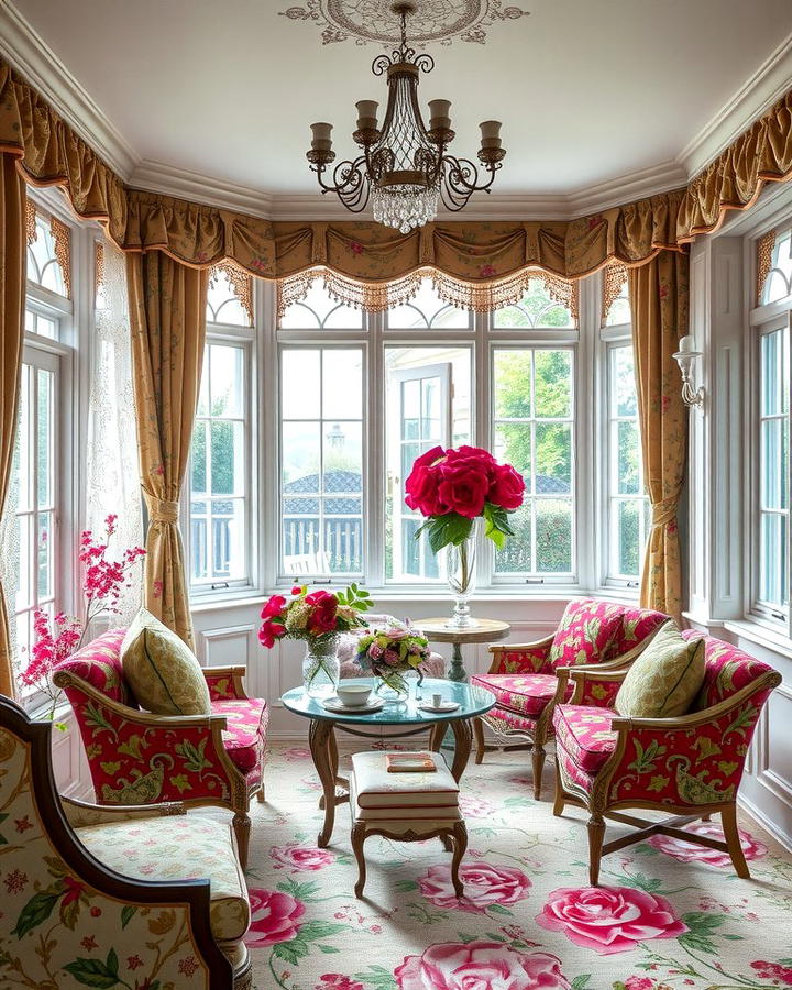 Floral Upholstery and Fabrics - 25 Victorian Sunroom Ideas