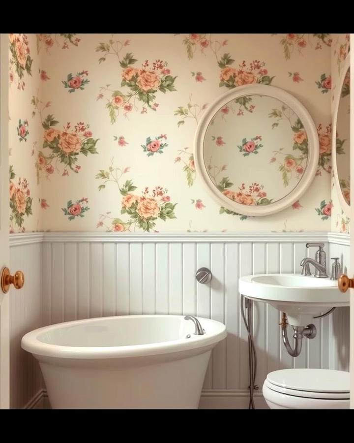 Floral Wallpaper - 25 Vintage Bathroom Ideas